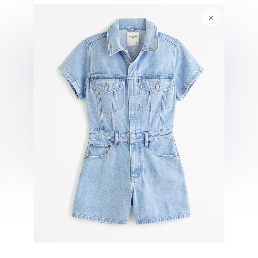 Abercrombie & Fitch Blue Denim Jumpsuit with Fitted Waist